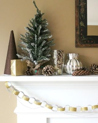 Silver and Gold Christmas Mantel