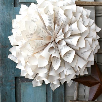 Rolled Book Page Wreath