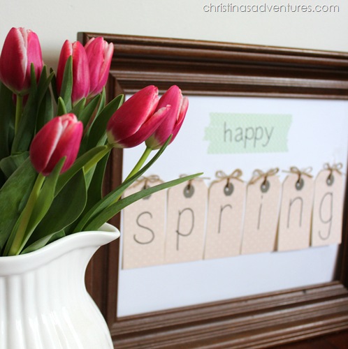 Tulips with simple spring art