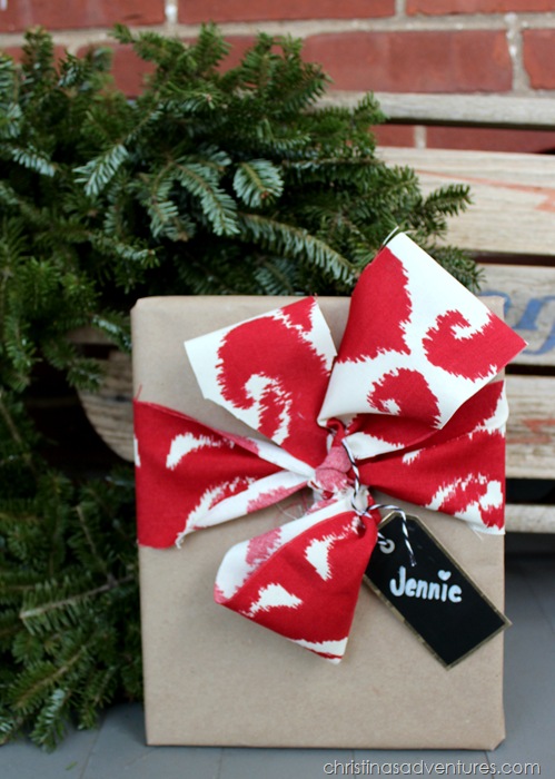 Fabric Bow Christmas Wrapping