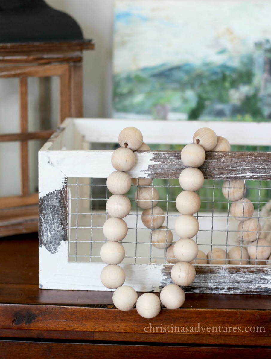 DIY farmhouse wood bead garland