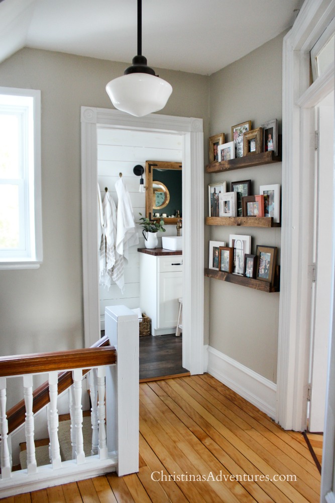 hallway decorating with picture frame ledges
