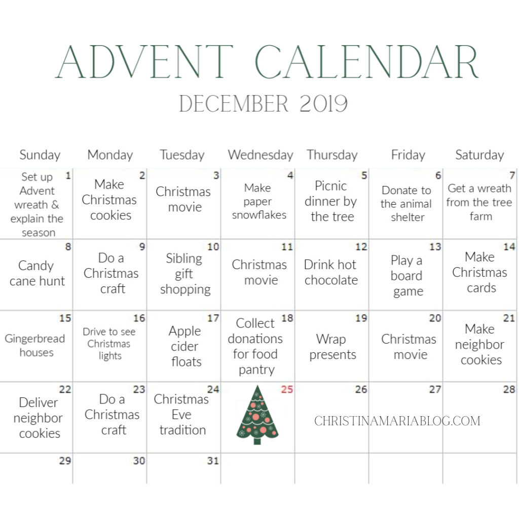 Advent ideas for kids with printable calendar and family activity ideas