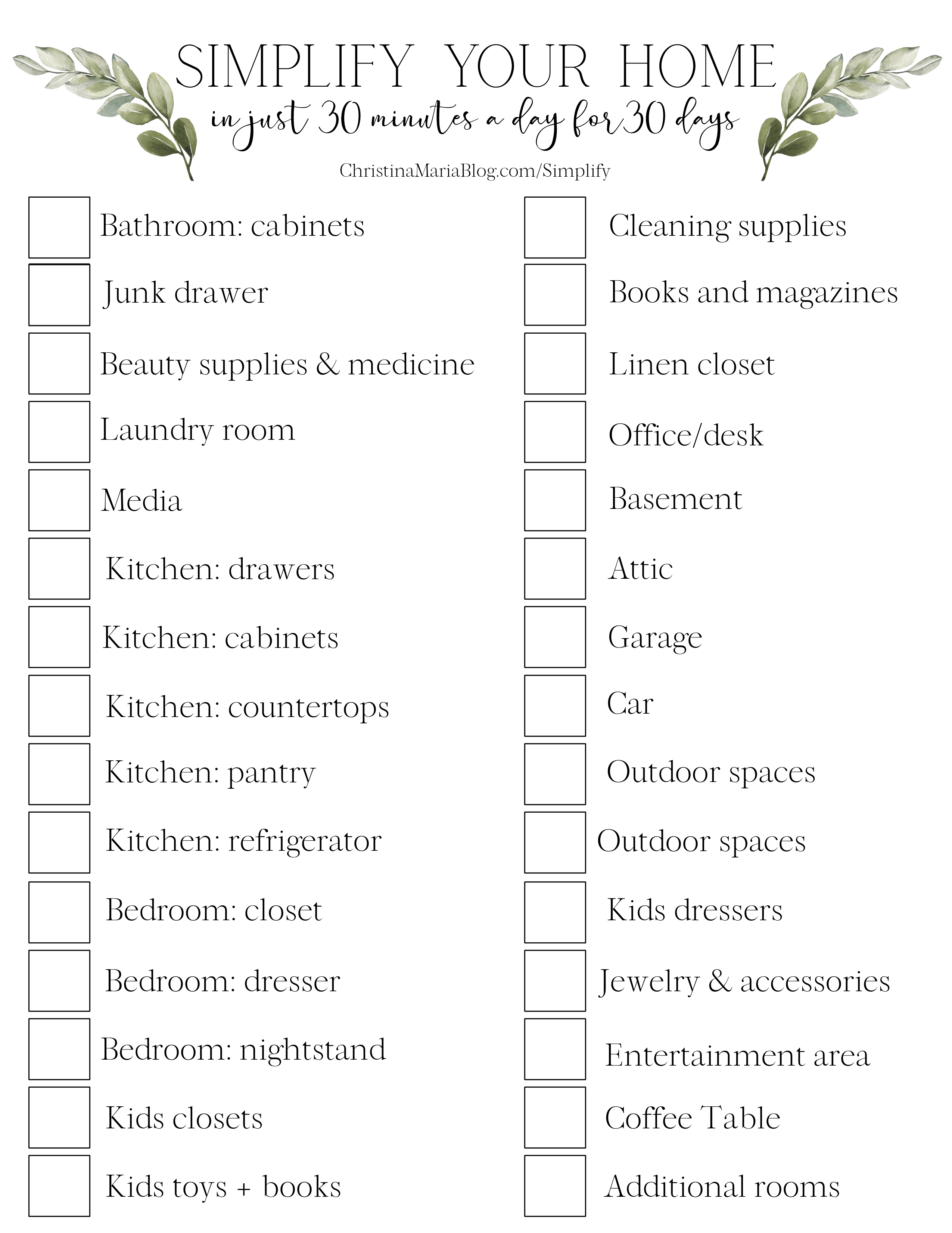 declutter room checklist
