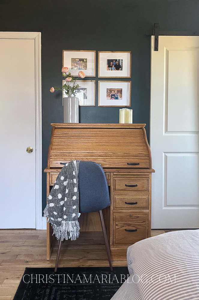 roll top desk makeover as part of a peaceful purposeful design