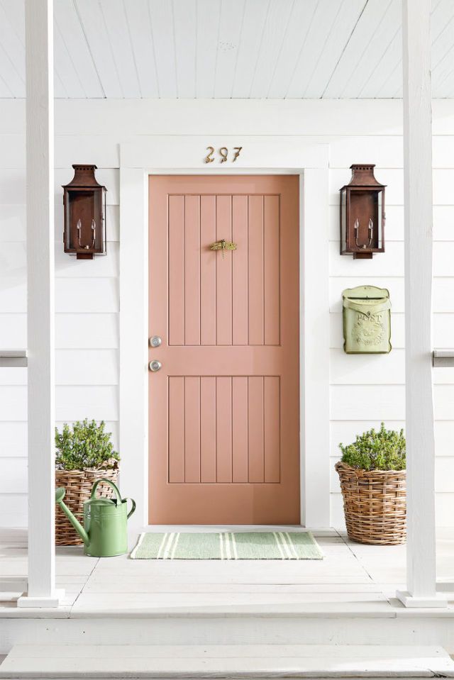 neutral pink front door color ideas