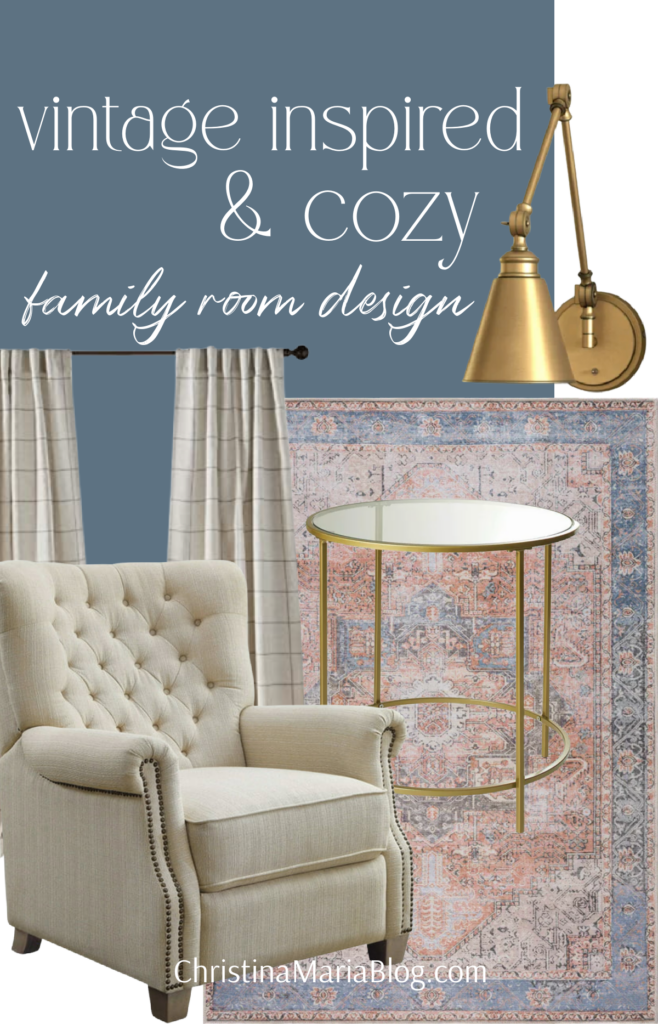 Vintage inspired cozy family room design ideas