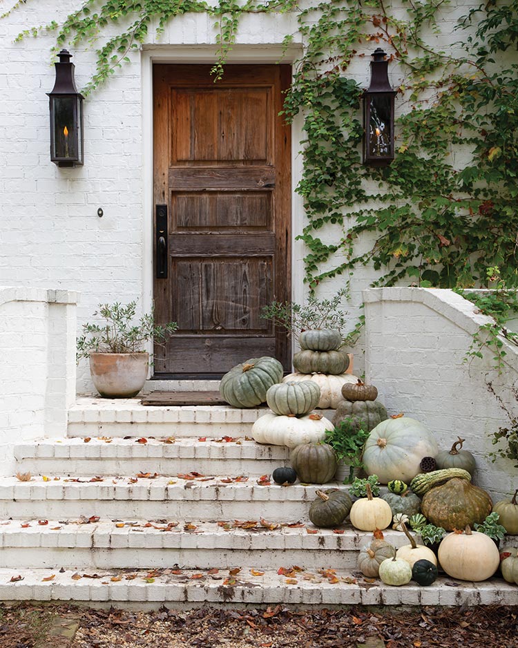 fall exterior wood door white house