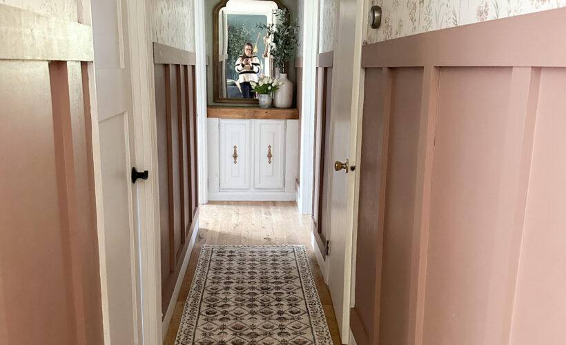 floral wallpaper hallway board and batten